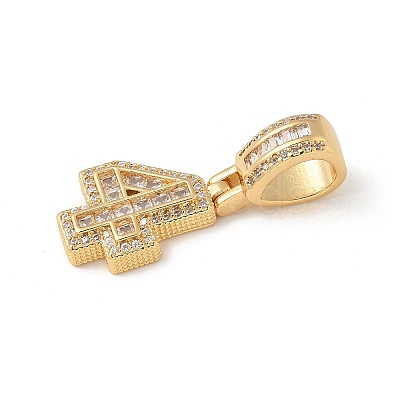 Brass Clear Cubic Zirconia European Dangle Charms LS-KK-R003-01G-04-1