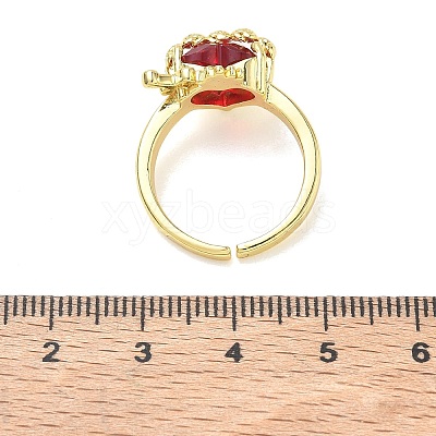 Brass & Glass Cuff Open Rings for Women KK-CBA760A-01B-G-1
