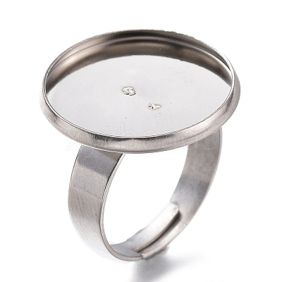 Tarnish Resistant Adjustable 304 Stainless Steel Finger Rings Components STAS-F149-18P-G-1