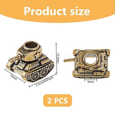 2Pcs Outdoor EDC Tool Brass Parachute Rope European Beads OPDL-DC0001-01-1