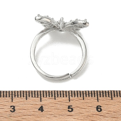 Adjustable Brass Butterfly Finger Rings with Clear Cubic Zirconia CU-CBA7E55-18P-01-1