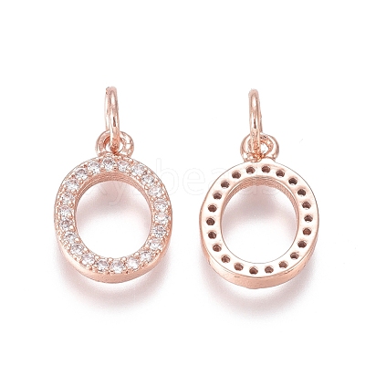 Brass Micro Pave Clear Cubic Zirconia Charms ZIRC-I036-07RG-1