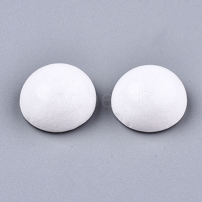 Spray Painted White Wood Cabochons WOOD-TAC0001-23A-1