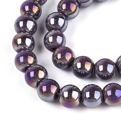 Electroplate Opaque Glass Beads Strands GLAA-T032-P6mm-AB15-1