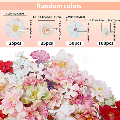 200Pcs 4 Styles Cloth Artificial FLower AJEW-SP0003-69-1