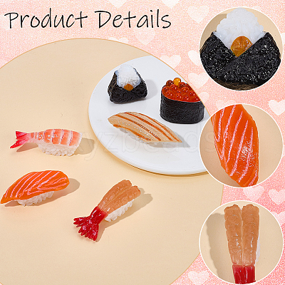 6Pcs 6 Styles PVC Sushi Display Decorations DJEW-SC0001-33-1