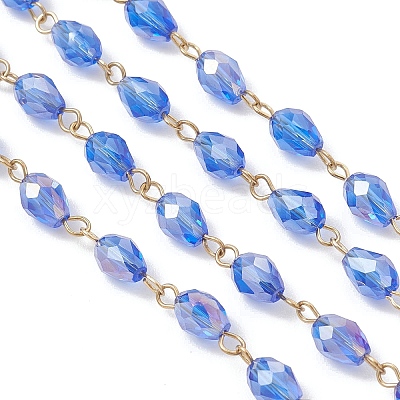 Oval Glass Beaded Link Chains AJEW-JB01471-01-1
