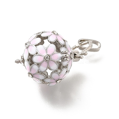 Alloy Crystal Rhinestone Bead Cage Pendants ENAM-M047-02P-D-1