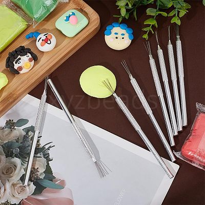 8Pcs Stainless Steel Clay Pottery Sculpture Feather Wire Texture Tool DIY-UN0003-25-1