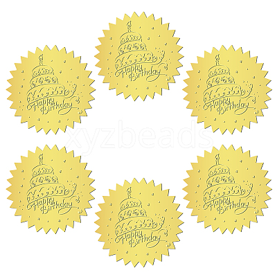 12 Sheets Self Adhesive Gold Foil Embossed Stickers DIY-WH0451-023-1