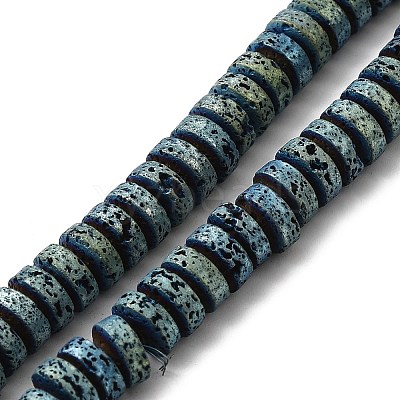 Electroplated Natural Lava Rock Beads Strands G-Q1009-F01-01-1