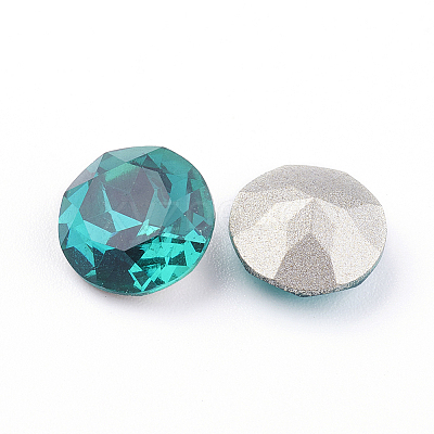 Pointed Back & Back Plated Glass Rhinestone Cabochons X-RGLA-J012-8mm-229-1