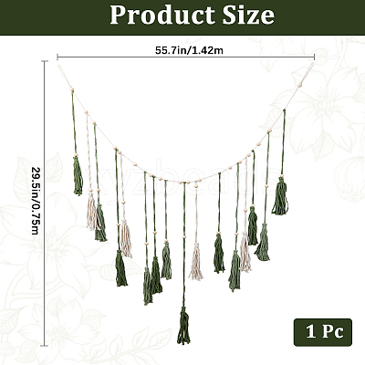 Bohemian Hand-woven Cotton Rope Tassel with Wood Beads Wall Hanging Ornaments FIND-WH20019-136A-01-1