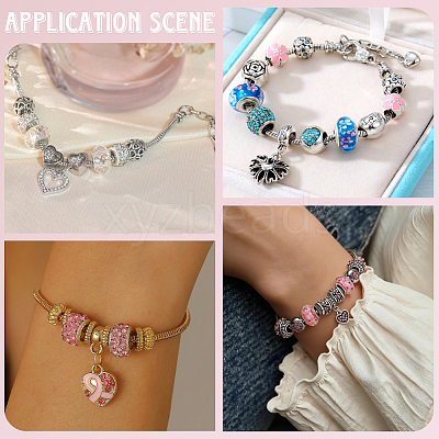 24Pcs 3 Colors Brass European Style Bracelet Making MAK-PA0001-01-1