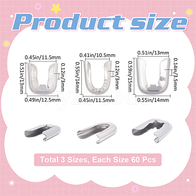 180Pcs 3 Styles 304 Stainless Steel Spiral Bone Tips STAS-GF0001-20-1