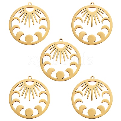 5Pcs Ion Plating(IP) 201 Stainless Steel Pendants STAS-SZ0002-07G-1