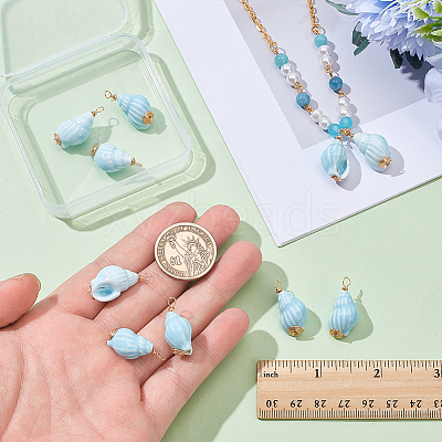 10Pcs Copper Wire Wrapped Handmade Porcelain Pendants PALLOY-WR00018-1
