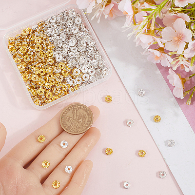 400pcs 2 Colors Brass Rhinestone Spacer Beads RB-SP0001-03A-1