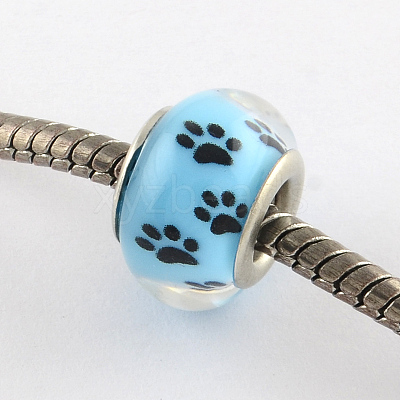 Large Hole Dog Paw Prints Pattern Resin European Beads OPDL-Q129-228A-1