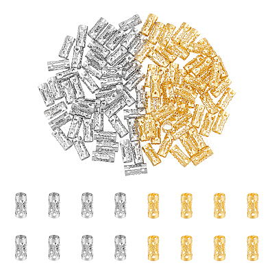 100Pcs 2 Colors Stainless Steel Hollow Tube Beads STAS-UN0059-70-1