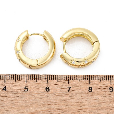 Clear Cubic Zirconia Star Hoop Earrings X-EJEW-C022-06G-1