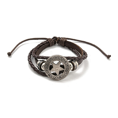 PU Imitation Leather Cord Triple Layer Multi-strand Bracelets BJEW-P329-03AS-1