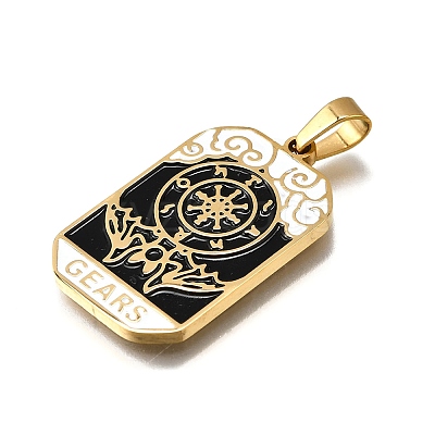 Tarot 304 Stainless Steel Enamel Pendants STAS-M119-09N-G-1