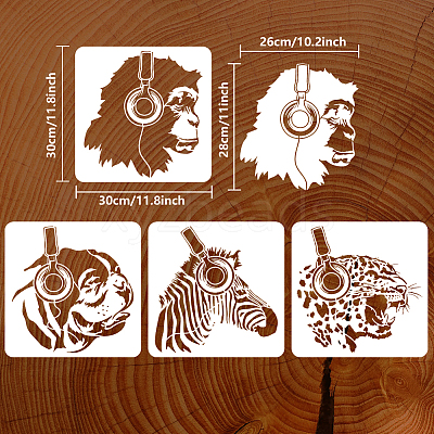4Pcs 4 Styles PET Hollow Out Drawing Painting Stencils DIY-WH0394-0192-1