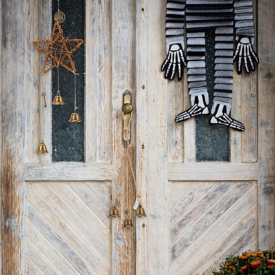 2Pcs 2 Style Brass & Iron Witch Bells Wind Chimes Door Hanging Pendant Decoration AJEW-GA0005-69-1