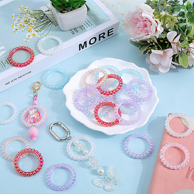 30Pcs UV Plating Opaque Acrylic Beads Frames PACR-SP0001-03-1
