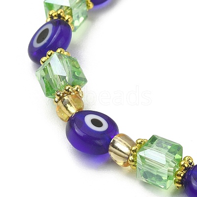 5Pcs 5 Style Natural Banded Agate & Lampwork Evil Eye & Seed Beaded Stretch Bracelets Set BJEW-JB09616-03-1