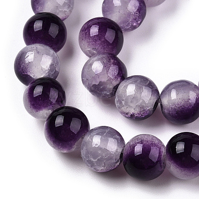 Crackle Baking Paint Imitation Jade Glass Beads Strands X1-DGLA-T003-8mm-13-1