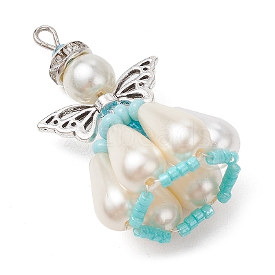 Pearlized Glass Pearl Beads  Pendants PALLOY-MZ00487-02-1