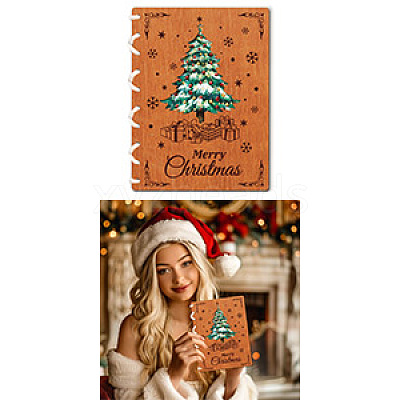 Wooden Commemorative Cards Book WOOD-WH0045-06-1