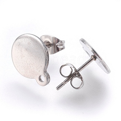 Non-Tarnish 304 Stainless Steel Stud Earring Findings STAS-G178-02P-10mm-1