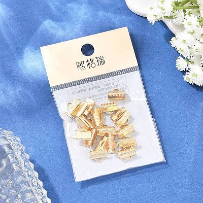 SHEGRACE Brass Ribbon Crimp Ends XGR0062G-57G-1