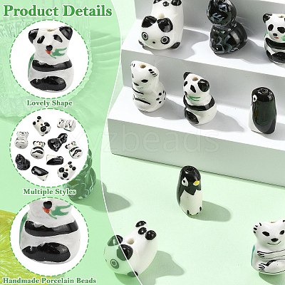 10Pcs 5 Styles Handmade Porcelain Beads PORC-CJ0001-41-1