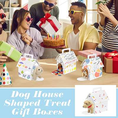 House Shaped Cardboard Paper Pet Gift Boxes with Handles and Window CON-WH0107-108-1