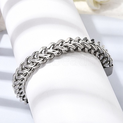 201 Stainless Steel Curb Chain Bracelets for Men STAS-T077-09P-1