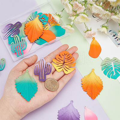 20Pcs 10 Style Spray Painted Iron Pendants IFIN-PH0001-92-1