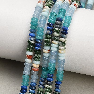 Gradient Color Natural Dyed White Jade & Green Spot Jasper & Lapis Lazuli & Synthetic Shoushan Stone Beads Strands GG-CBA1E0E-01E-1