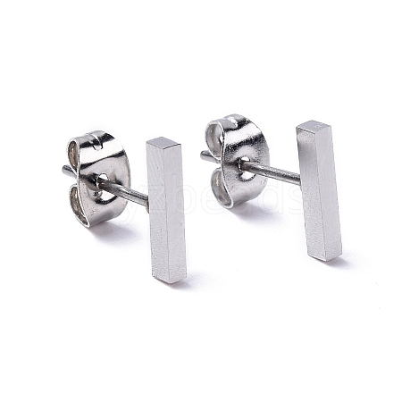 304 Stainless Steel Cuboid Stud Earrings for Women EJEW-K243-01P-1