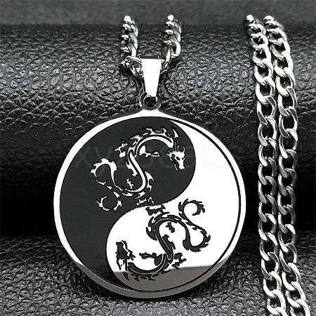 304 Stainless Steel Pendant Necklaces NJEW-C066-07P-1