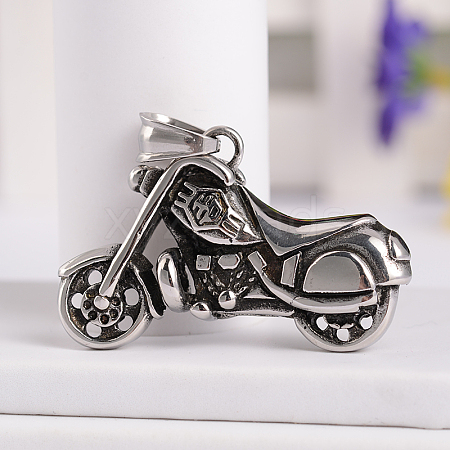 Retro 316 Surgical Stainless Steel Motorbike Pendants STAS-E096-52AS-1