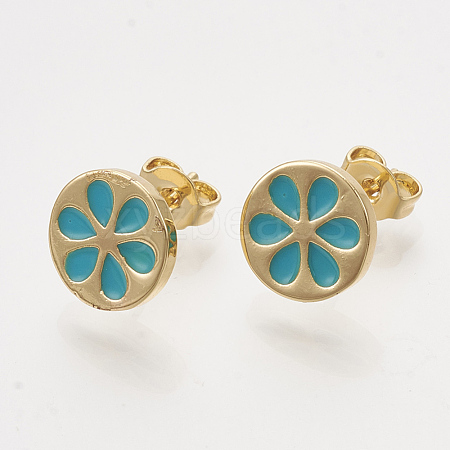 Brass Stud Earrings EJEW-S201-174C-1