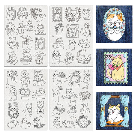 4 Sheets 11.6x8.2 Inch Stick and Stitch Embroidery Patterns DIY-WH0455-173-1