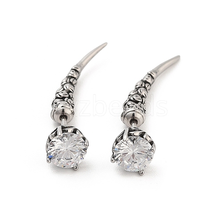 Rose Flower 316 Surgical Stainless Steel Pave Cubic Zirconia Ear False Plugs for Women EJEW-Z050-45A-AS-1