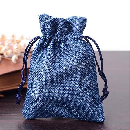 Polyester Imitation Burlap Packing Pouches Drawstring Bags ABAG-R005-9x12-12-1