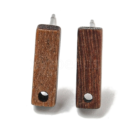 Walnut Wooden Stud Earrings Findings X-EJEW-B060-02B-1