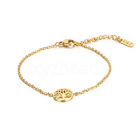 Stylish Stainless Steel Tree of Life Link Bracelet for Women's Daily Wear LQ9537-1-1